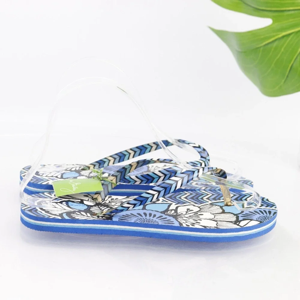 Vera Bradley Womens Sandals Size 6 Blue Bayou Thong Flip Flop Slide Paisley Shoe